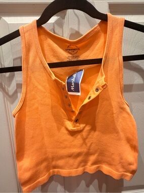 Marshalls Bright Orange Ribbed Snap-Front Crop Tank L/XL